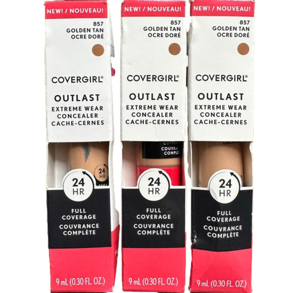 New 3 Covergirl Outlast Extreme Wear‎ Concealer Full Coverage 857 Golden Tan - Picture 1 of 2